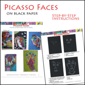 Picasso Faces - Portraits on Black Paper With Oil Pastels - Image 4