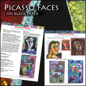 Picasso Faces - Portraits on Black Paper With Oil Pastels - Image 3