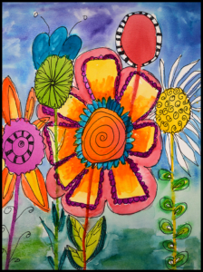 Ho to Draw a doodle flower watercolor