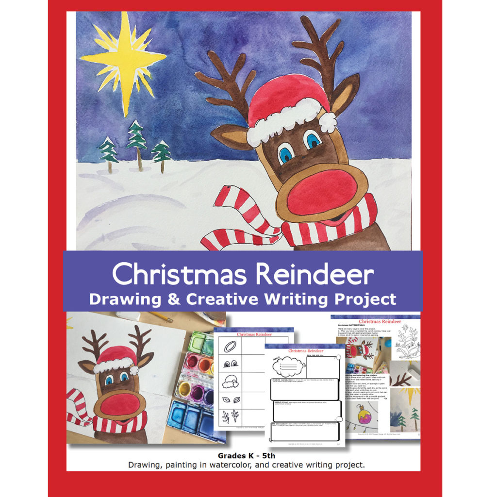 Christmas Reindeer Creative Writing and Art Lesson