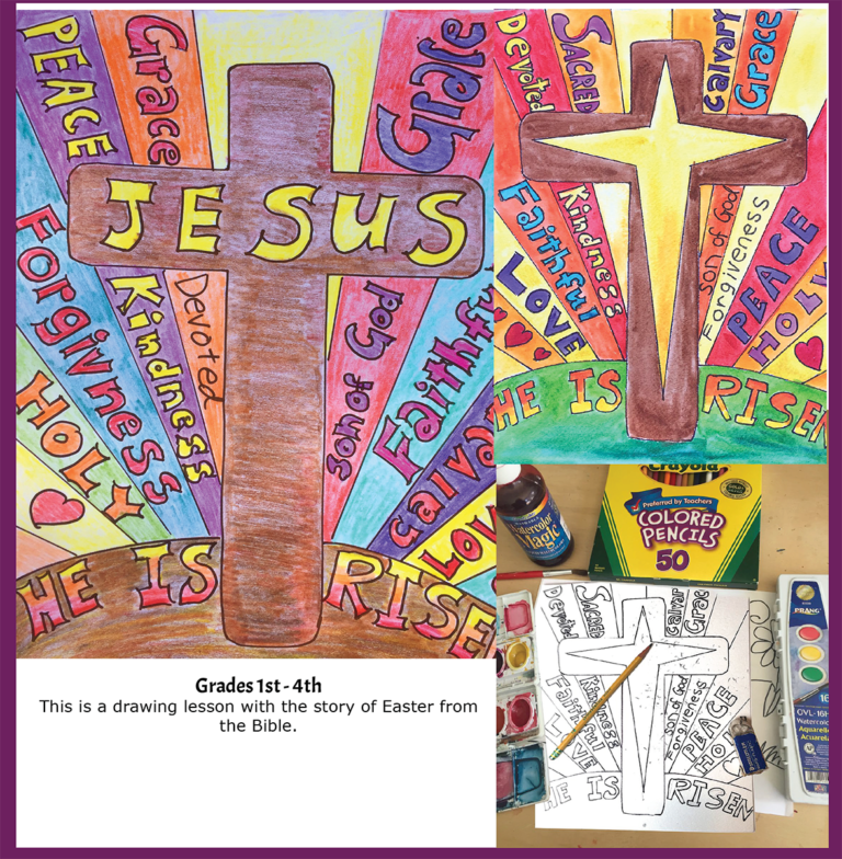 Easter Cross Art and Bible Story of the Last Supper Christian Art Lessons