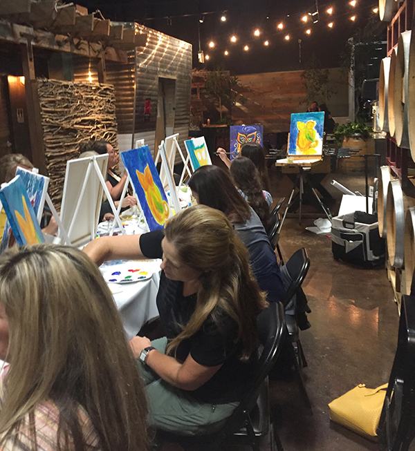 Group painting Acrylic Painting in class with Karen Brake Barge