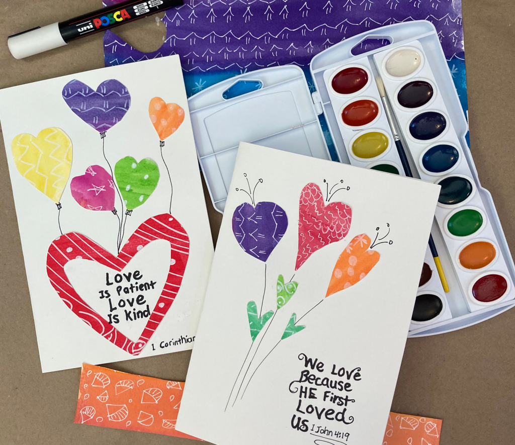 Valentine's Day Collage watercolor card project