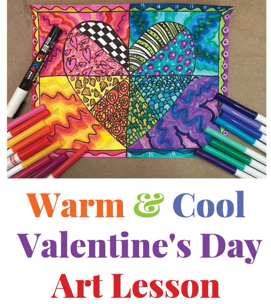 Valentine’s Day Warm & Cool Color Art Lesson with Christian Art Lessons