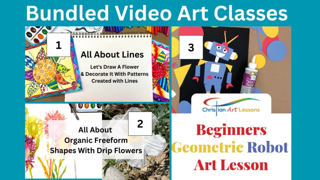 Christian Art Lessons Beginner All About Lines and Shapes Fundamentals Bundle