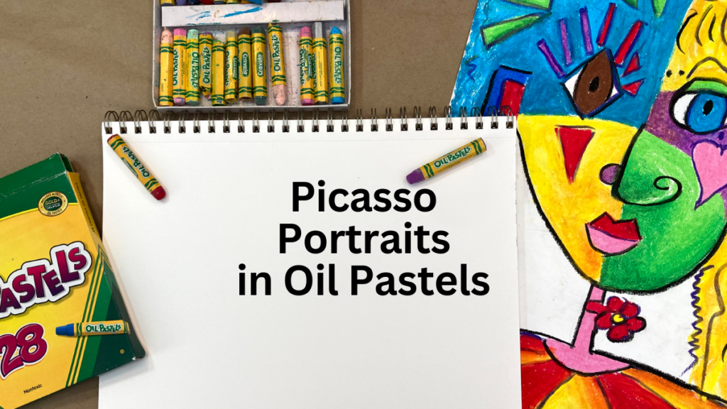Picasso Faces Portraits on White Paper With Oil Pastels
