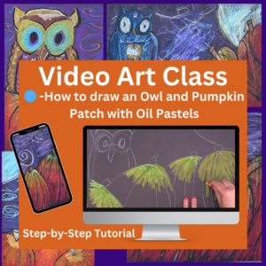 How to draw an Owl and Pumpkin Patch with Oil Pastels